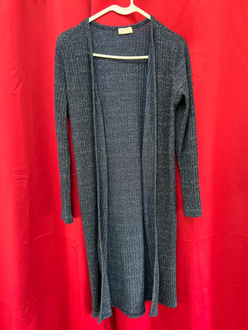 Yelete Navy Sparkle Long Open-Front Cardigan - Picture 2 of 4